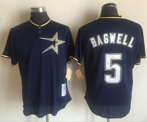 Mitchell And Ness 1997 Astros #5 Jeff Bagwell Navy Blue Throwback Stitched MLB Jersey